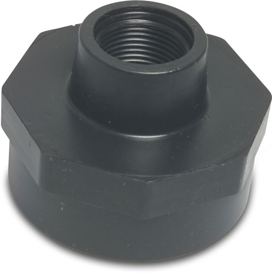Reducer socket PP 1 1/2" x 1 1/4" female thread 10bar black